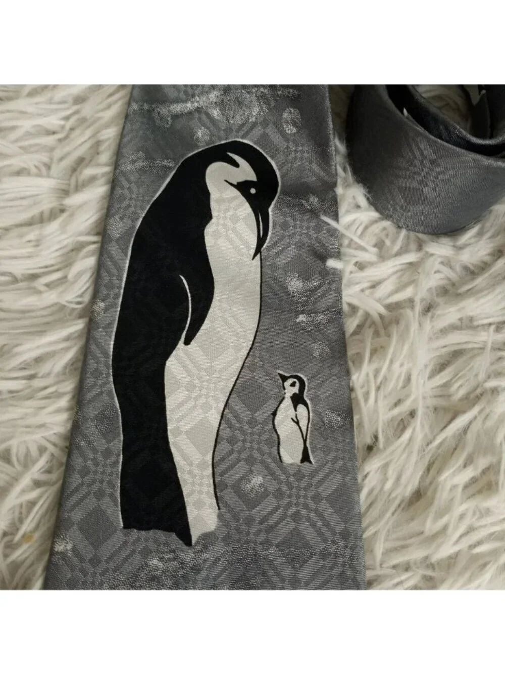 A. Rogers Men's Necktie Neck Tie Mother and Baby Snowy Winter Penguin